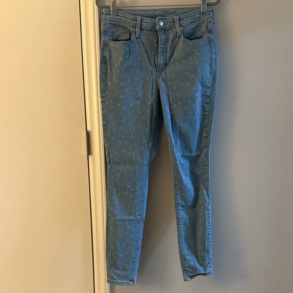 Universal Thread Polka Dot Blue Skinny Jeans
